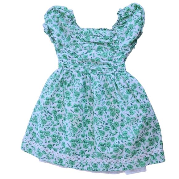 Joie girls smocked floral print dress green cotton lined cottage - Picture 4 of 16